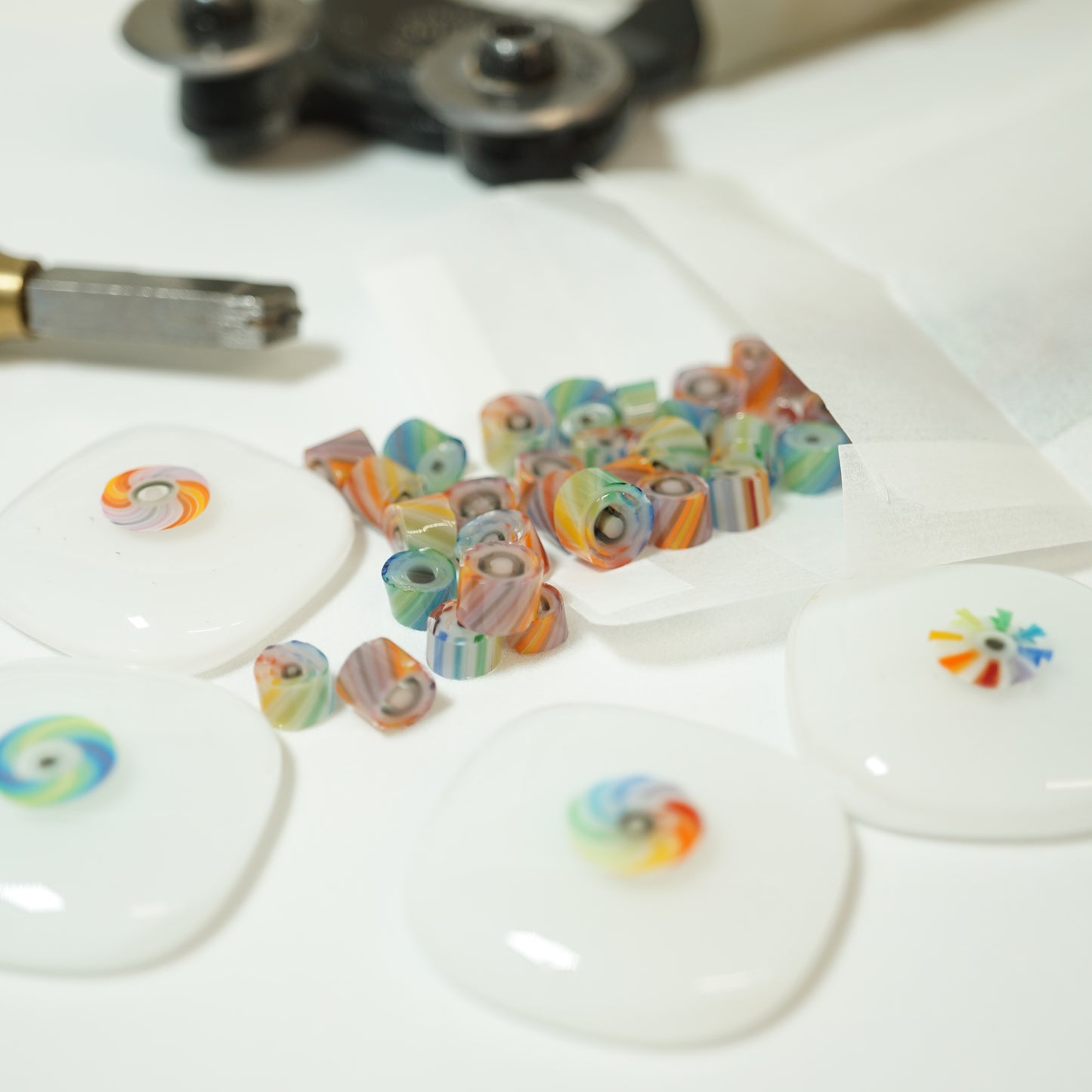 'Rainbow' Bullseye Flameworked Murrine Mix