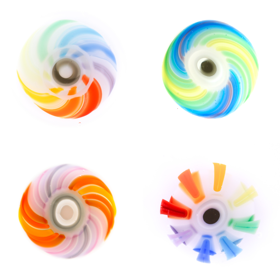 'Rainbow' Bullseye Flameworked Murrine Mix