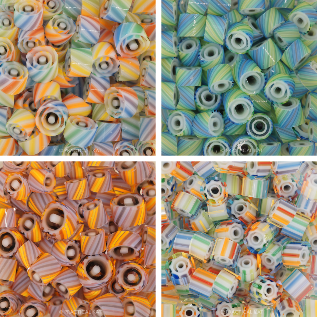 'Rainbow' Bullseye Flameworked Murrine Mix