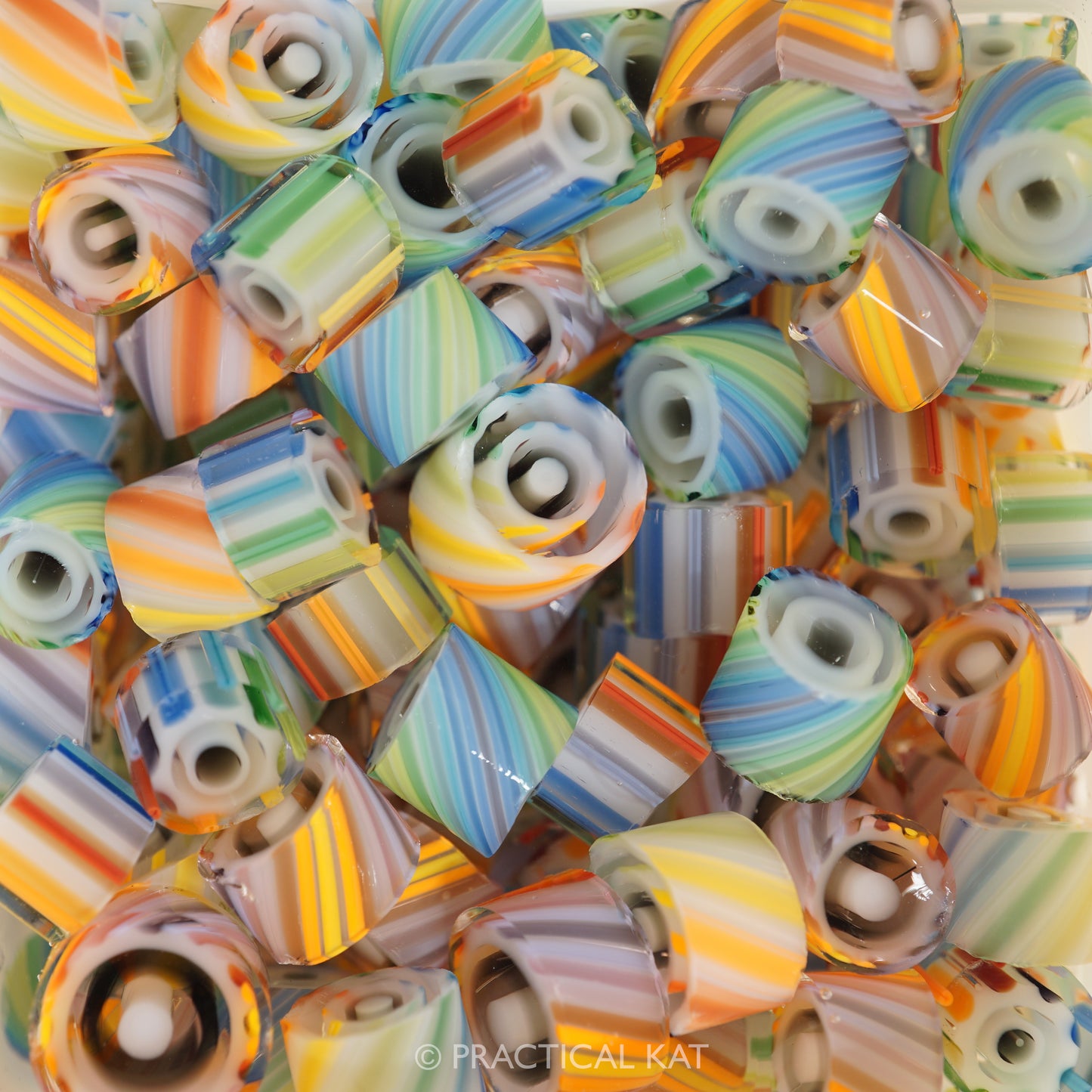 'Rainbow' Bullseye Flameworked Murrine Mix